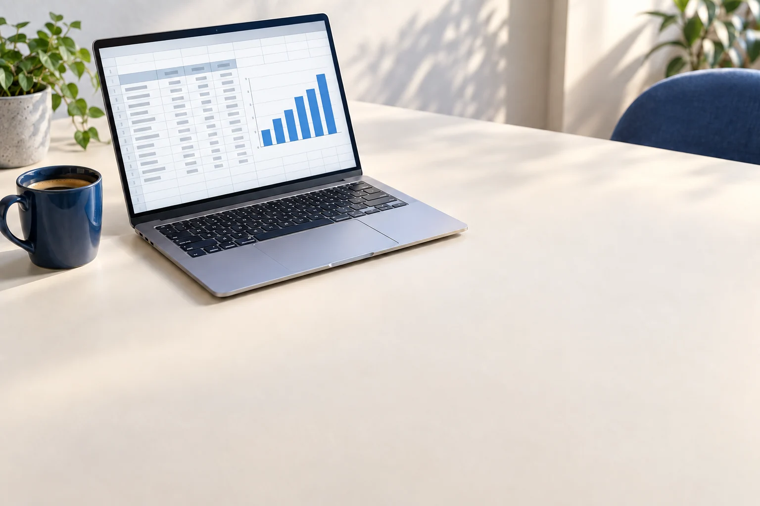 A laptop on a calm workspace, ready for exported POS data to be used in spreadsheets and other tools.