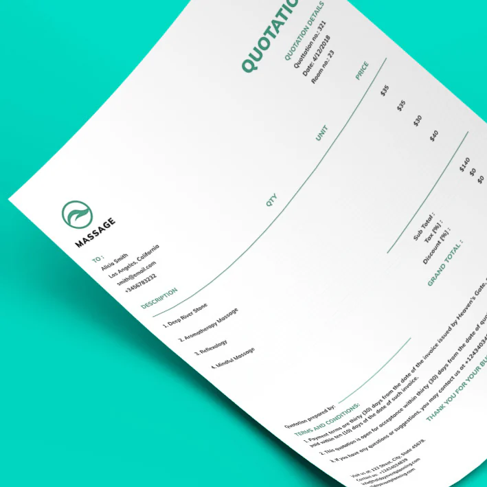 A branded quotation document